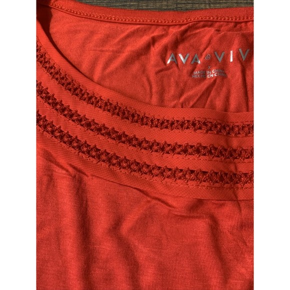 Women's Ava & Viv Plus Size Long Sleeve Knit Top Red top, Size X top, NEW, 1020 - Picture 7 of 11